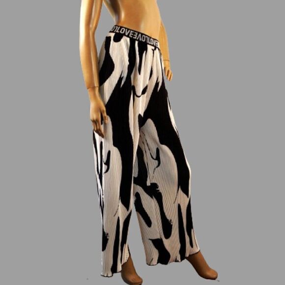 Shein High Waist Print Wide Leg Pants Boho Loose Casual Palazzo Trousers Sz 4 - Picture 8 of 12